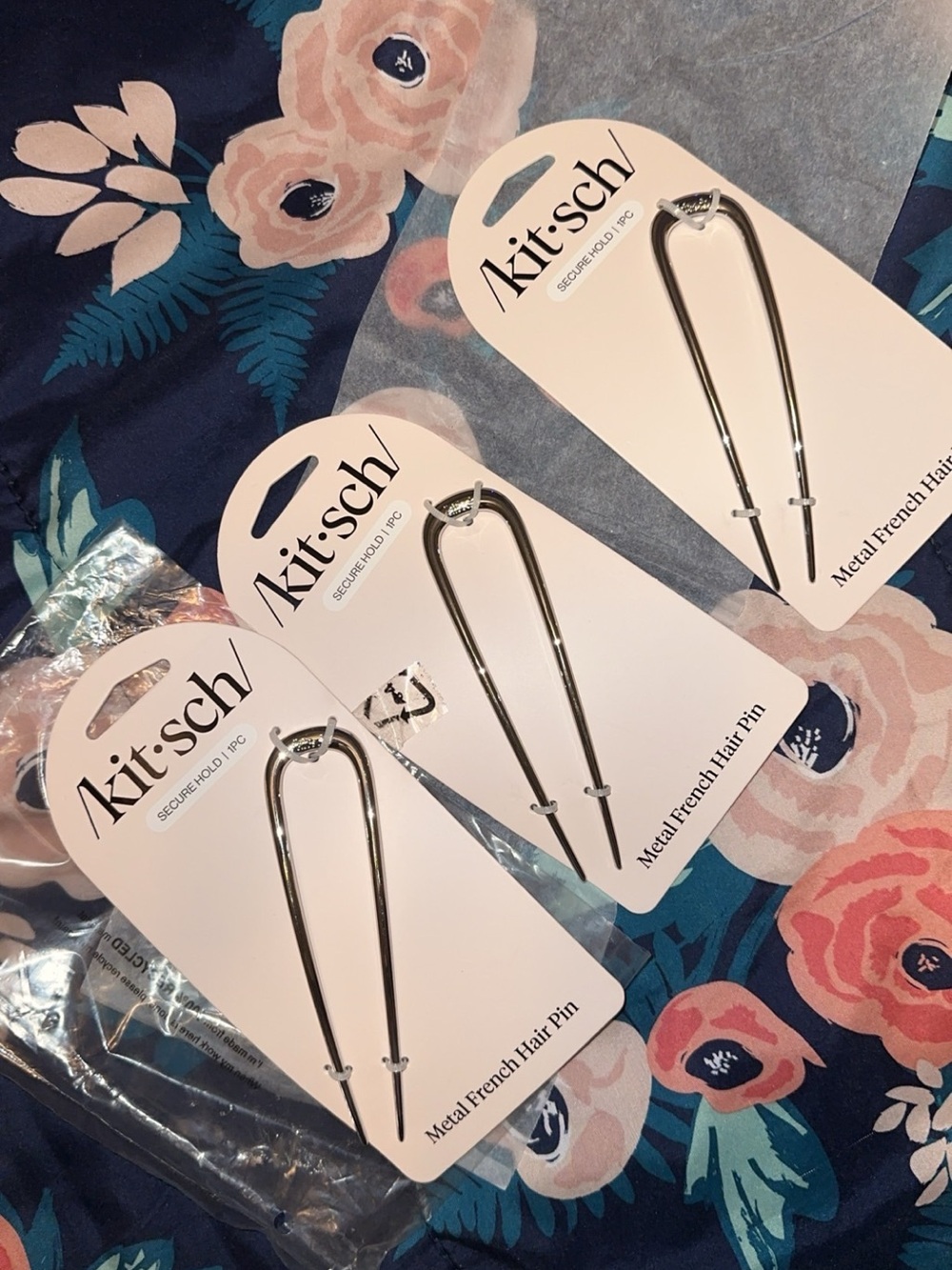 Kitsch Silver Metal French Hair Pins - Trio